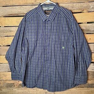 Ariat Pro Series XXL Blue Plaid  Pearl Snap Long Sleeves Western Shirt